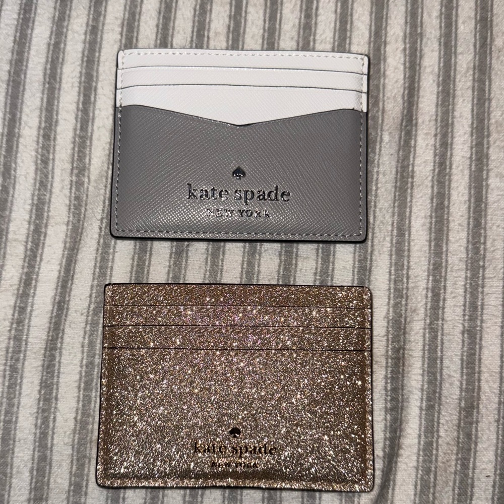 Kate Spade Gray and Glitter Card Holders